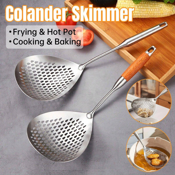 304 Stainless Steel Kitchen Colander Long Handle Noodle Dumpling Strainer Spoon Colanders Strainers & Sifters