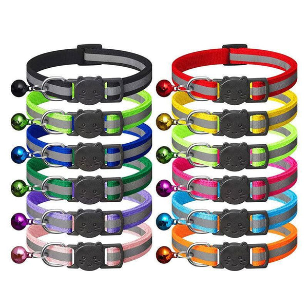 Reflective Cat Collar With Breakaway Buckle And Bell Adjustable For Small Pet Use Apple Green Dog Collars