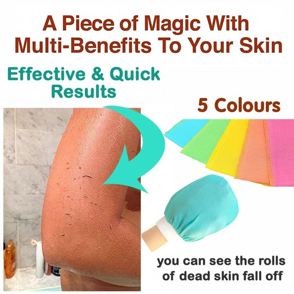 5 Pcs Towel Exfoliating Bath Washcloth Viscose Scrub Mitten Green *5 Bath Brushes & Sponges