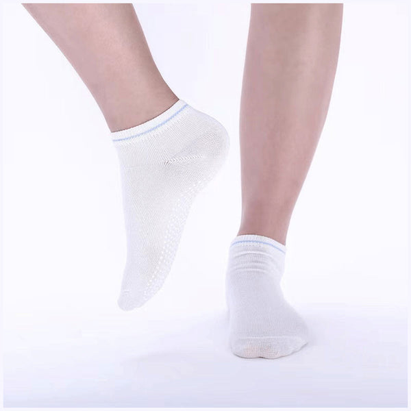 3 Pairs Ladies Women Sports Cotton Rich Pilates Yoga Non Slip Grip Blue Socks