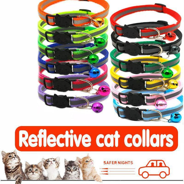 Reflective Cat Collar With Breakaway Buckle And Bell Adjustable For Small Pet Use Light Purple Dog Collars