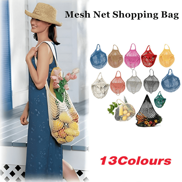 Reusable Mesh Net Shopping Bag String Tote Grocery Fruit Vegetable Storage Dark Blue Reusable Shopping Bags