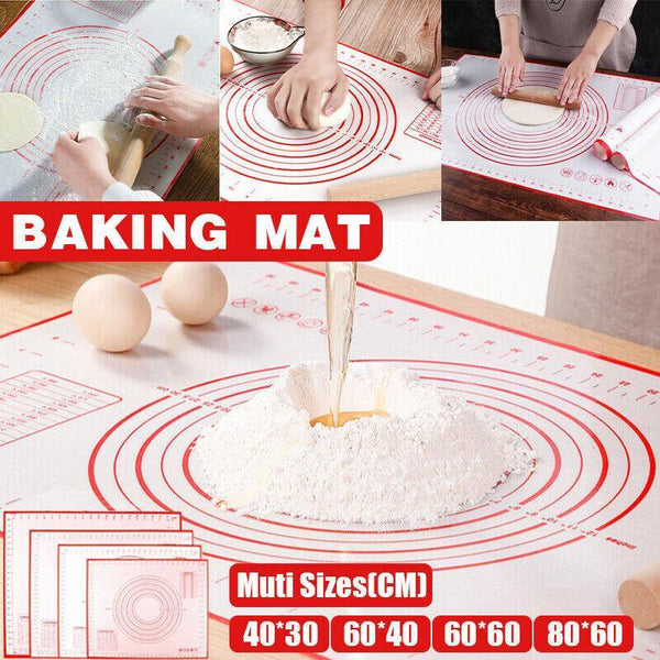 Non Stick Silicone Baking Mat Rolling Cake Dough Scale Pastry Clay Fondant Sheet Red 40*30Cm Baking Trays