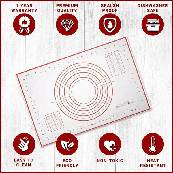 Non Stick Silicone Baking Mat Rolling Cake Dough Scale Pastry Clay Fondant Sheet Red 40*30Cm Baking Trays