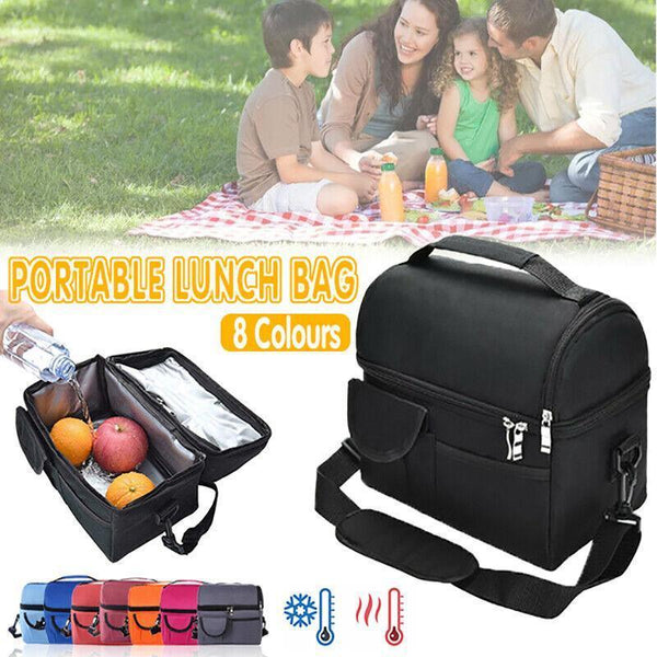 Insulated Lunch Bag Box Tote Cooler For Women Men Hot Cold Food Thermal Red Lunchboxes & Bags
