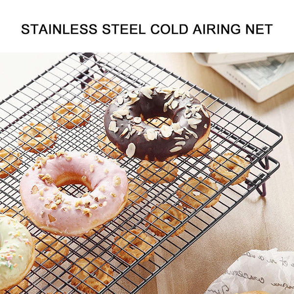 Collapsible Black Mesh Cake Cooling Rack Foldable Baking Tray For Kitchen Use Baking Trays