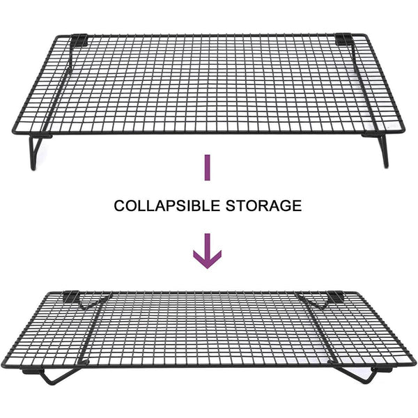 Collapsible Black Mesh Cake Cooling Rack Foldable Baking Tray For Kitchen Use Baking Trays