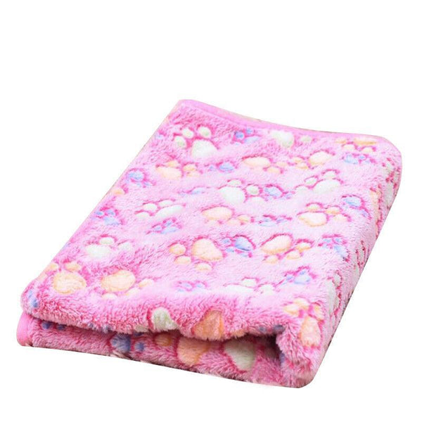 Large Size Pet Mat Paw Print Cat Dog Puppy Fleece Soft Blanket Bed Cushion Pink Pet Beds