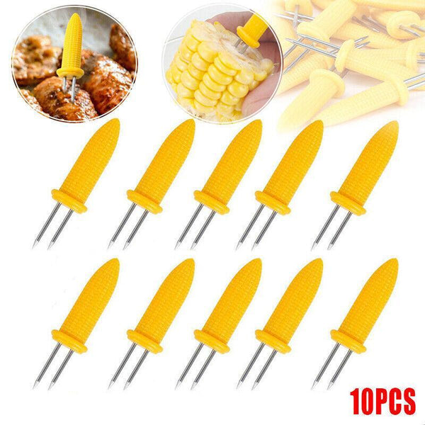 Bbq Corn Holders Set Of 10 Reusable Stainless Steel Skewers For Kitchen And Grill Barbecue Accessories