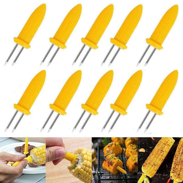 Bbq Corn Holders Set Of 10 Reusable Stainless Steel Skewers For Kitchen And Grill Barbecue Accessories