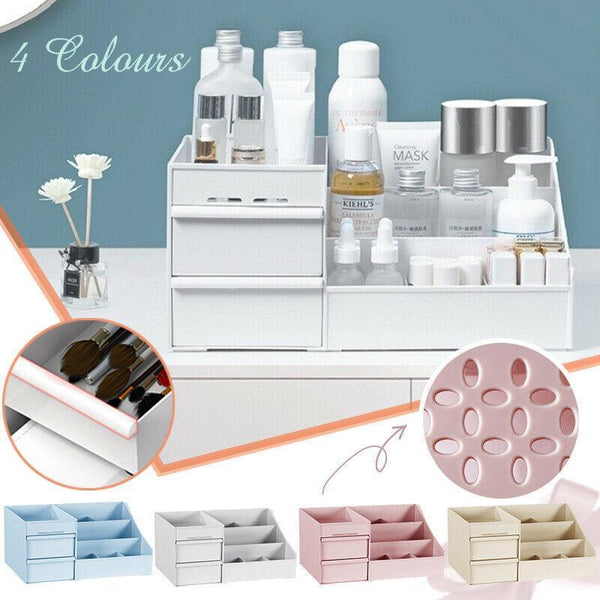 Cosmetic Makeup Organizer With Drawers Bathroom Skincare Storage Box Holder Case Pink Makeup Bags & Cases