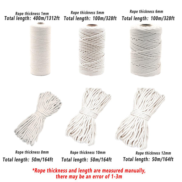 Cotton Rope Macrame Cord Diy Craft Tapestry Binding Decorative String 6Mm X 100M Crafting Tools