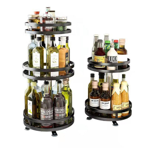 Kitchen Rotating Spice Rack Triple Layer Countertop Organizer Storage Shelf Double Spice Jars & Racks