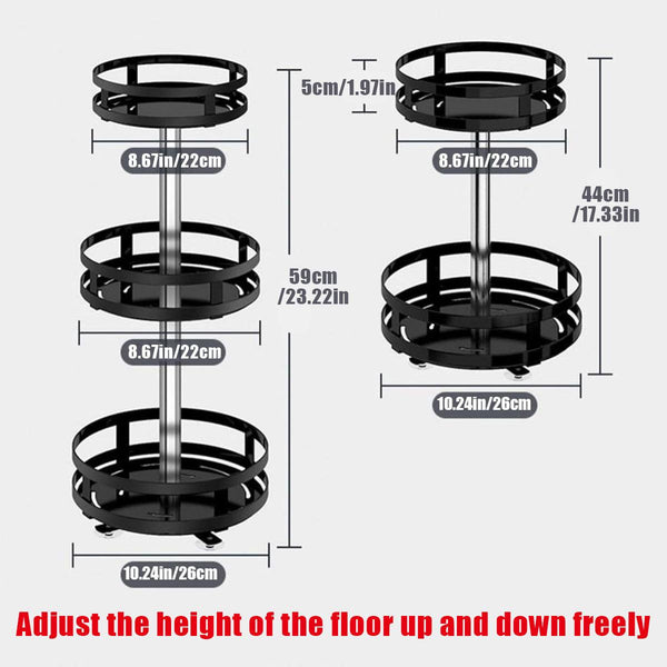 Kitchen Rotating Spice Rack Triple Layer Countertop Organizer Storage Shelf Double Spice Jars & Racks
