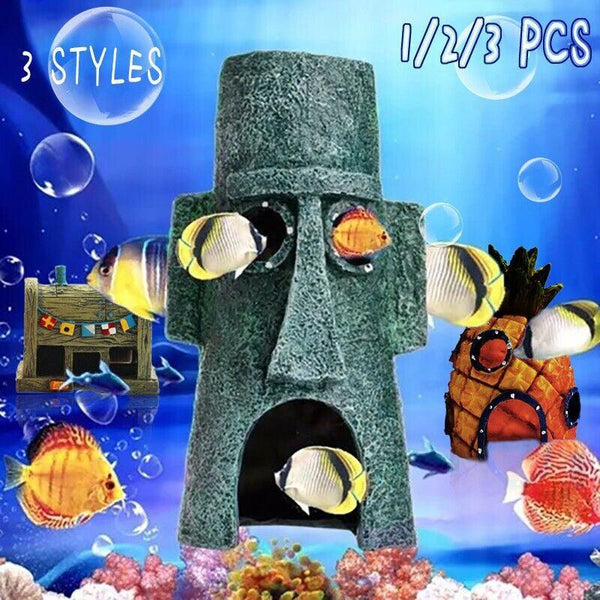 For Alien Spongebob Pineapple House Hole Fish Tank Decoration Aquarium Ornament Crab Pot Decorations