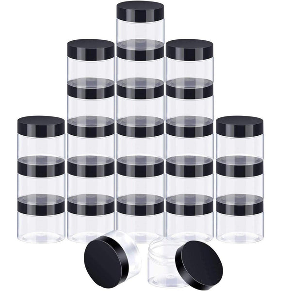 10Pcs Wide Mouth Plastic Jars Black Lid Transparent Skin Care Cream Containers 60Ml Travel Bottles & Containers
