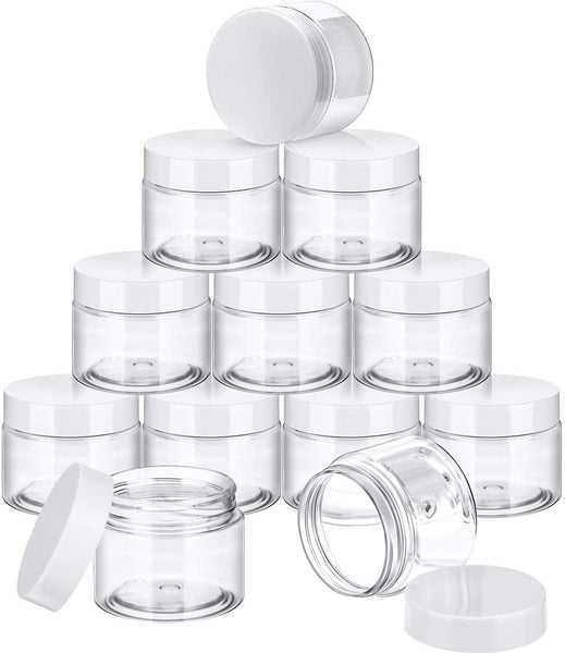 10Pcs Transparent Wide Mouth Cream Dispenser White Lid Bottle Plastic Jar 80Ml Travel Bottles & Containers