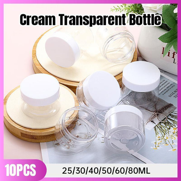 10Pcs Transparent Wide Mouth Cream Dispenser White Lid Bottle Plastic Jar 30Ml Travel Bottles & Containers