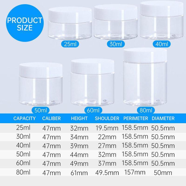 10Pcs Transparent Wide Mouth Cream Dispenser White Lid Bottle Plastic Jar 30Ml Travel Bottles & Containers