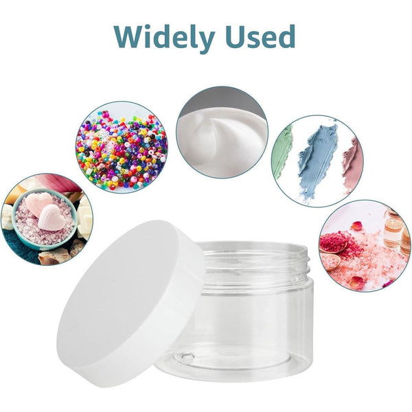 10Pcs Transparent Wide Mouth Cream Dispenser White Lid Bottle Plastic Jar 30Ml Travel Bottles & Containers
