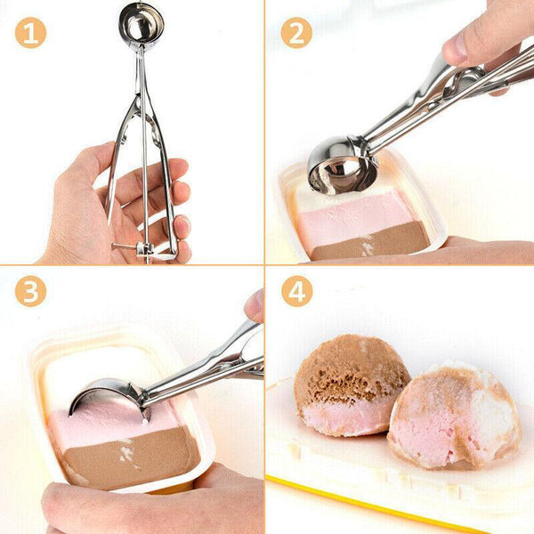 Stainless Steel Icecream Cream Scoop Cookie Dough Mash Spoon Trigger 6Cm Diameter Scoops