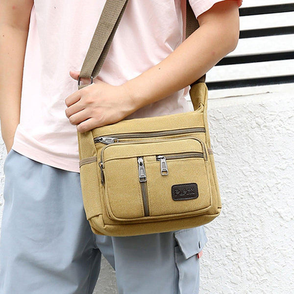 Multi Layer Canvas Crossbody Bag Casual Shoulder For Travel Messenger Black Duffle Bags
