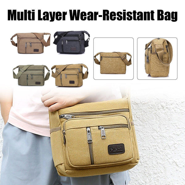 Multi Layer Canvas Crossbody Bag Casual Shoulder For Travel Messenger Coffee Bags