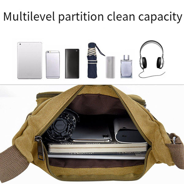 Multi Layer Canvas Crossbody Bag Casual Shoulder For Travel Messenger Coffee Bags