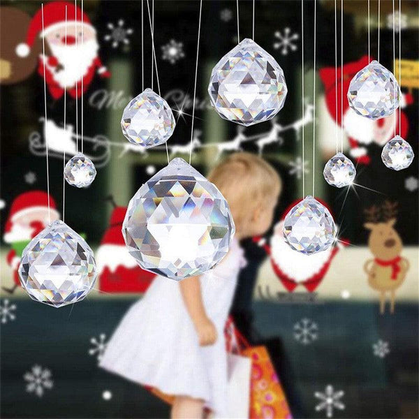 12Pcs 30Mm Suncatcher Chandelier Clear Glass Prism Crystal Ball Pendant Set Outdoor Lighting Accessories
