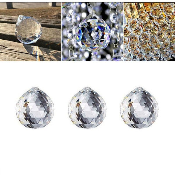 12Pcs 30Mm Suncatcher Chandelier Clear Glass Prism Crystal Ball Pendant Set Outdoor Lighting Accessories