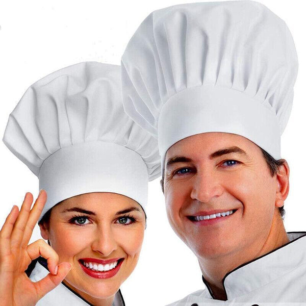 Chef Cap With Elastic Band For Kitchen Cooking Baking Catering Use Black Flatware Chef Hats & Headwear