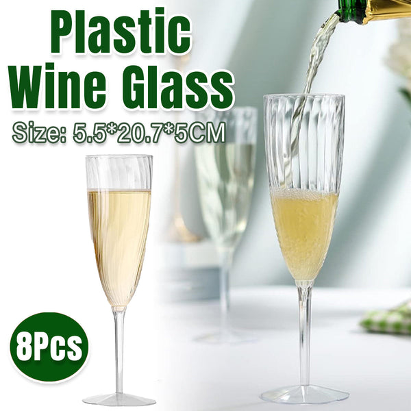 8Pcs 180Ml Plastic Champagne Glass Tall Wine For Party Wedding Celebration Wine & Champagne Glasses