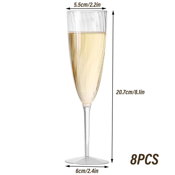 8Pcs 180Ml Plastic Champagne Glass Tall Wine For Party Wedding Celebration Wine & Champagne Glasses