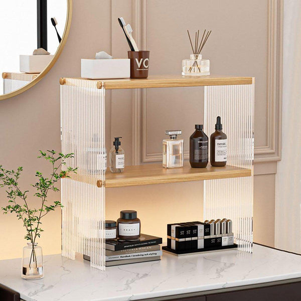 Acrylic Desktop Cup Holder Multi Purpose Portable Storage Organizer For Home Brown Racks & Holders