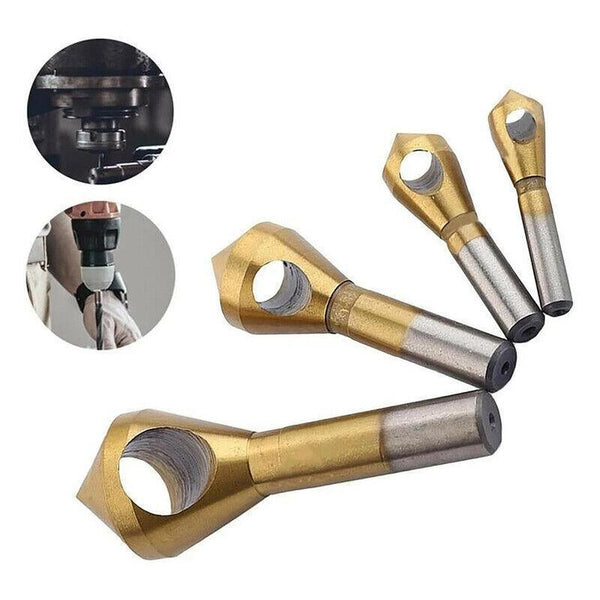 4Pcs Hss Countersink Chamfer Drill Bit Set Titanium Coated Deburring Tools Drill Bits