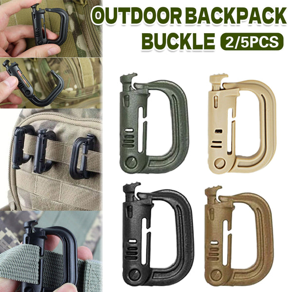 2/5Pcs Outdoor D Ring Buckle For Backpack Mountaineering Hiking Camping Clip 2Pcs Black Climbing Holds