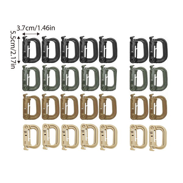 2/5Pcs Outdoor D Ring Buckle For Backpack Mountaineering Hiking Camping Clip 2Pcs Black Climbing Holds