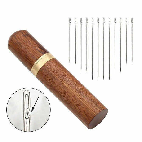 Stainless Steel Self Threading Needles Opening Sewing Darning 12/24 Pcs 12Pcs Hand Sewing Needles