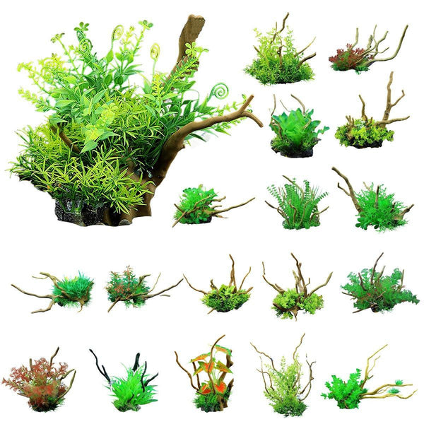 Aquarium Landscaping Decoration Artificial Wood And Plants Fish Tank Ornament Cm1902 Green Aquariums