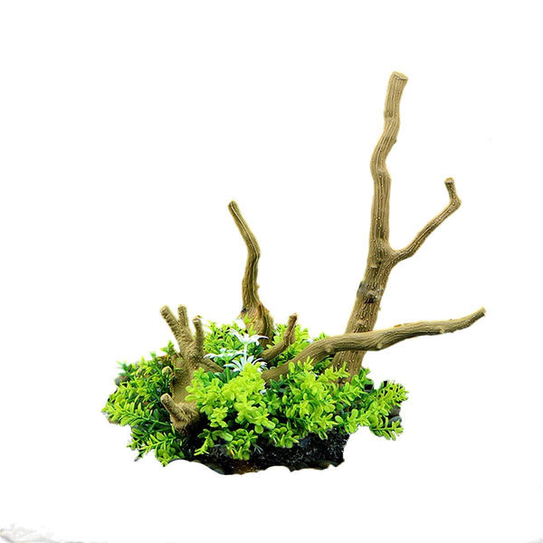 Aquarium Landscaping Decoration Artificial Wood And Plants Fish Tank Ornament Cm1902 Green Aquariums
