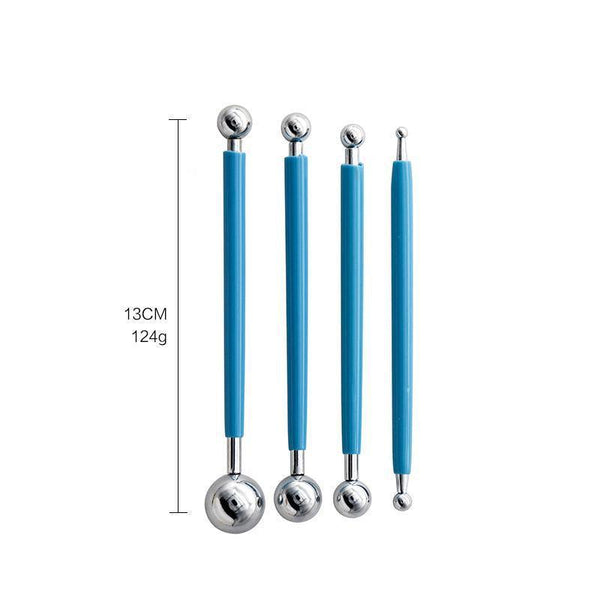 4X Fondant Cake Flower Decorating Clay Sugarcraft Ball Engraved Embossing Stick Hot Pink Other Baking Accessories