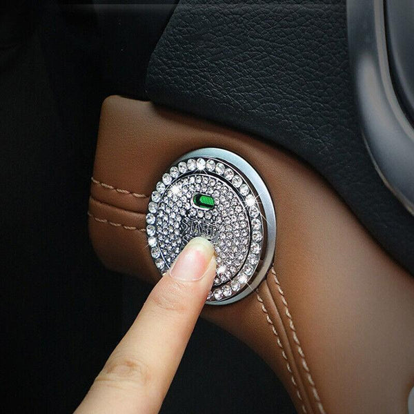 Bling Crystal Ring For Car One Key Engine Start Stop Decoration Button Blue Other Car Interior