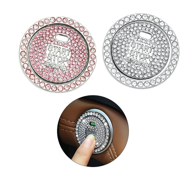 Bling Crystal Ring For Car One Key Engine Start Stop Decoration Button Blue Other Car Interior