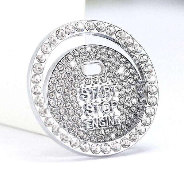 Bling Crystal Ring For Car One Key Engine Start Stop Decoration Button Blue Other Car Interior