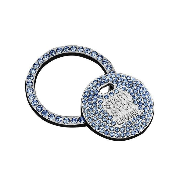 Bling Crystal Ring For Car One Key Engine Start Stop Decoration Button Blue Other Car Interior
