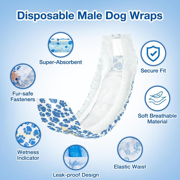 Male Disposable Dog Diapers Leakproof Breathable With Colour Indicator S 30 48Cm Dog Clothing & Shoes