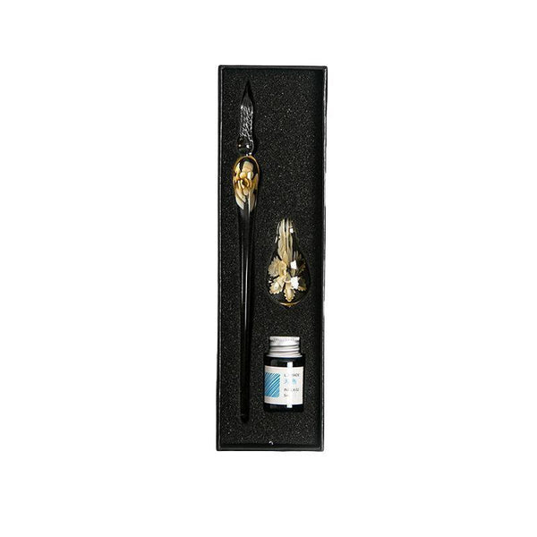 Crystal Flower Glass Dipping Pen Writing Set Gift Pack Fountain Calligraphy Sky Blue Calligraphy Sets