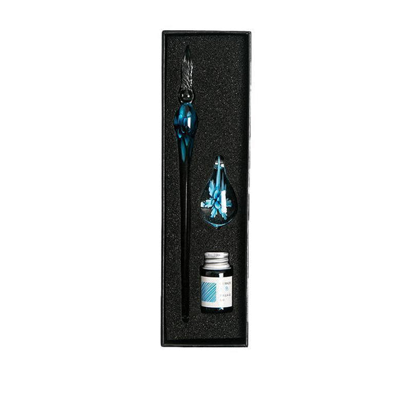 Crystal Flower Glass Dipping Pen Writing Set Gift Pack Fountain Calligraphy Sky Blue Calligraphy Sets