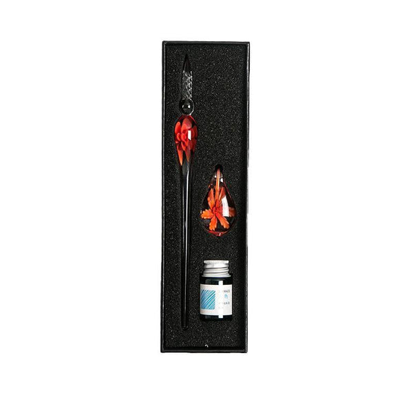 Crystal Flower Glass Dipping Pen Writing Set Gift Pack Fountain Calligraphy Sky Blue Calligraphy Sets