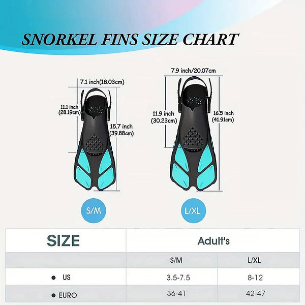 Diving Flippers Swim For Snorkeling Freestyle Training Gear Black S/M Fins